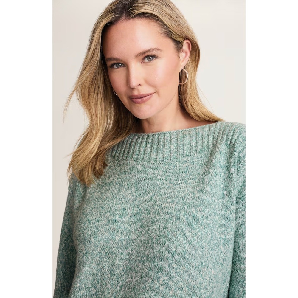 J Jill Sweater Marled Rib-Stitched Sweater Size XL Petite Cozy Coastal Workwear